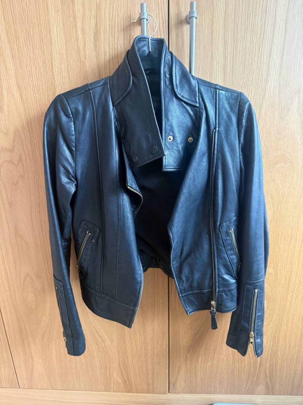 Mackage Black Leather Moto Jacket with Gold Hardware